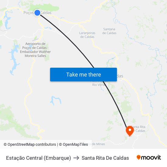 Estação Central (Embarque) to Santa Rita De Caldas map