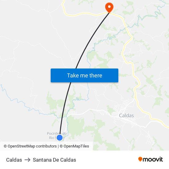 Caldas to Santana De Caldas map