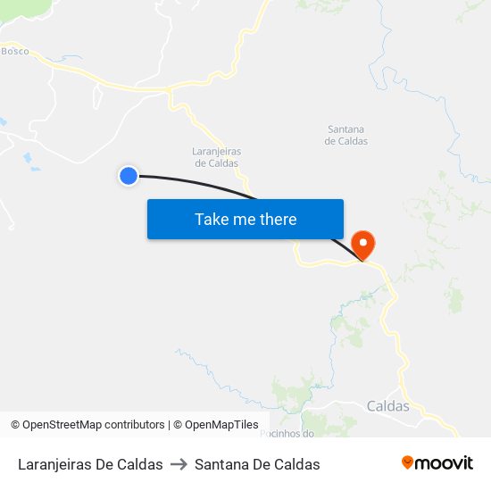 Laranjeiras De Caldas to Santana De Caldas map