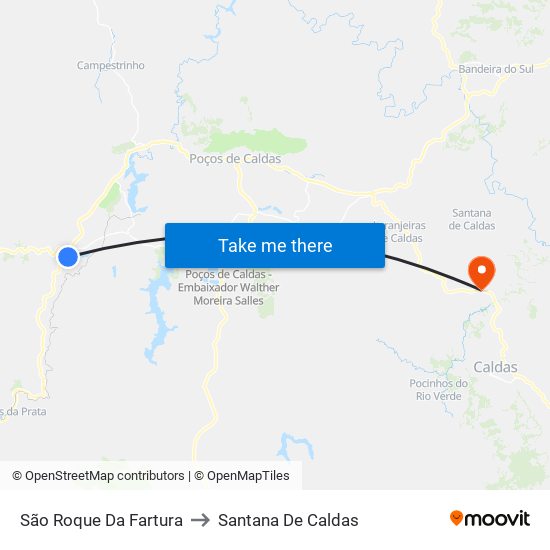 São Roque Da Fartura to Santana De Caldas map