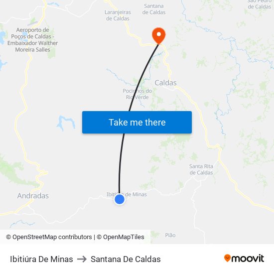Ibitiúra De Minas to Santana De Caldas map