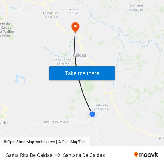 Santa Rita De Caldas to Santana De Caldas map