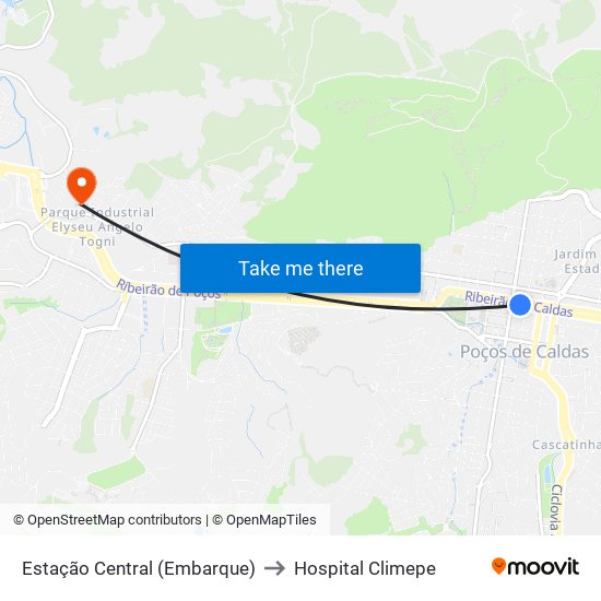 Estação Central (Embarque) to Hospital Climepe map