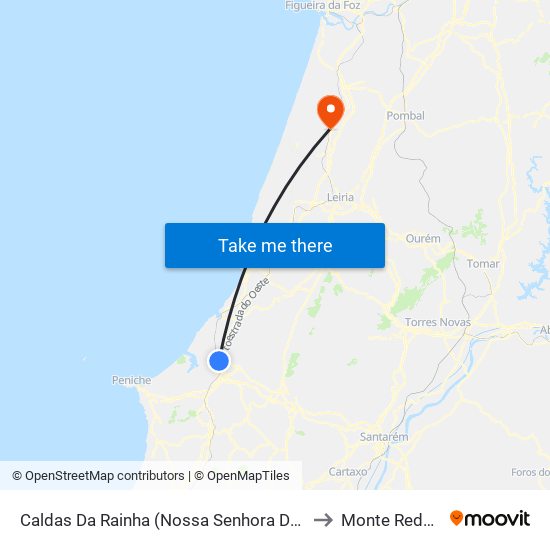 Caldas Da Rainha (Nossa Senhora Do Pópulo) to Monte Redondo map