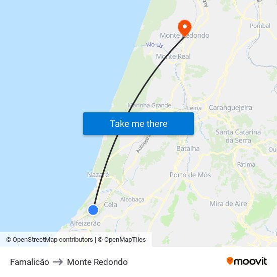 Famalicão to Monte Redondo map