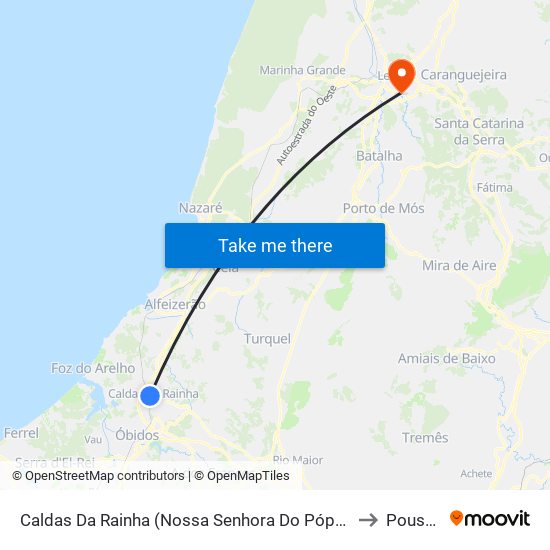 Caldas Da Rainha (Nossa Senhora Do Pópulo) to Pousos map