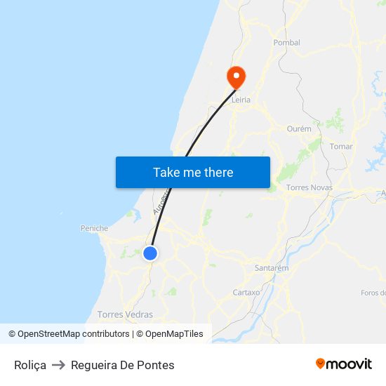 Roliça to Regueira De Pontes map