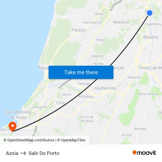 Azoia to Salir Do Porto map