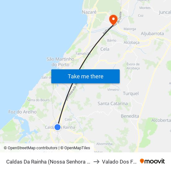 Caldas Da Rainha (Nossa Senhora Do Pópulo) to Valado Dos Frades map