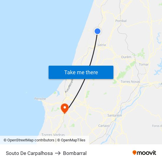 Souto De Carpalhosa to Bombarral map