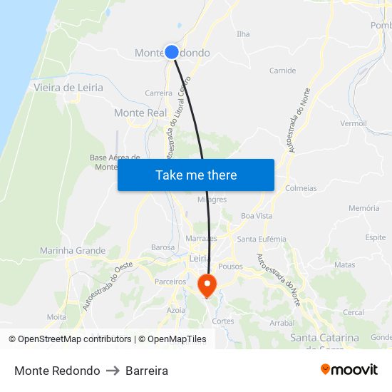Monte Redondo to Barreira map
