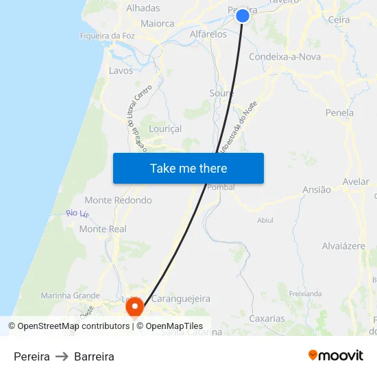 Pereira to Barreira map