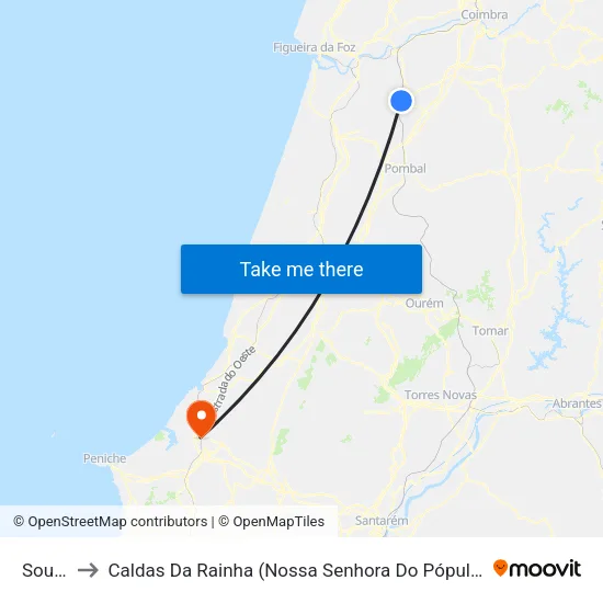 Soure to Caldas Da Rainha (Nossa Senhora Do Pópulo) map