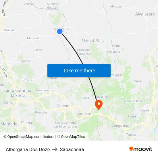 Albergaria Dos Doze to Sabacheira map