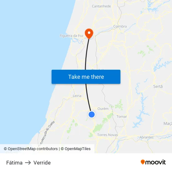 Fátima to Verride map