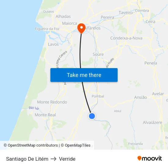 Santiago De Litém to Verride map