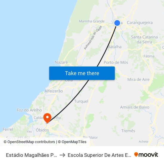 Estádio Magalhães Pessoa to Escola Superior De Artes E Design map