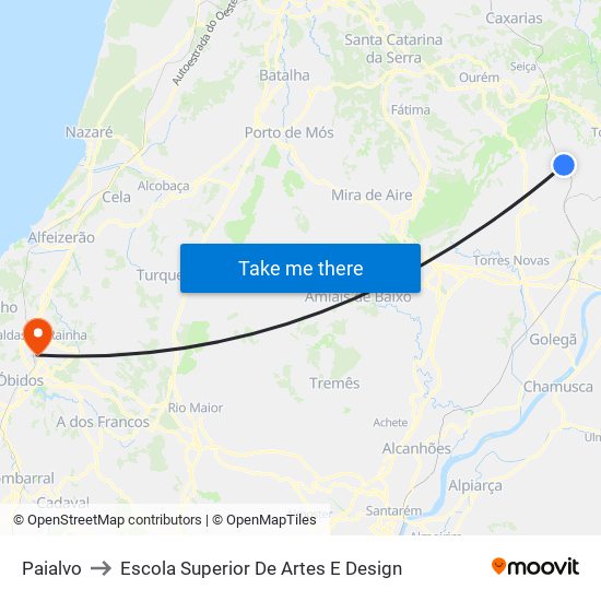 Paialvo to Escola Superior De Artes E Design map