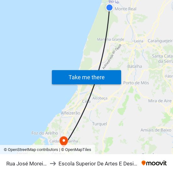 Rua José Moreira to Escola Superior De Artes E Design map