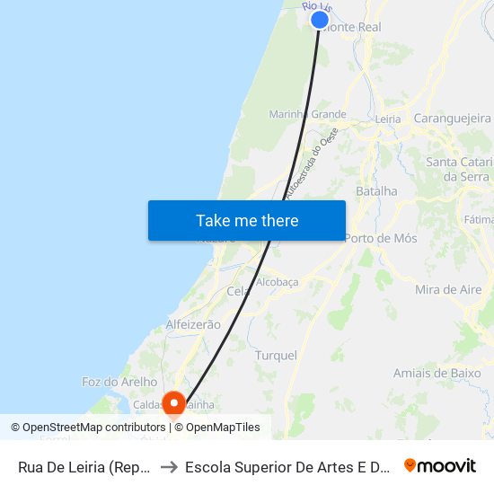 Rua De Leiria (Repsol) to Escola Superior De Artes E Design map