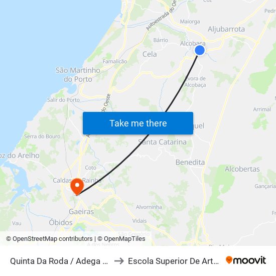 Quinta Da Roda / Adega Cooperativa to Escola Superior De Artes E Design map