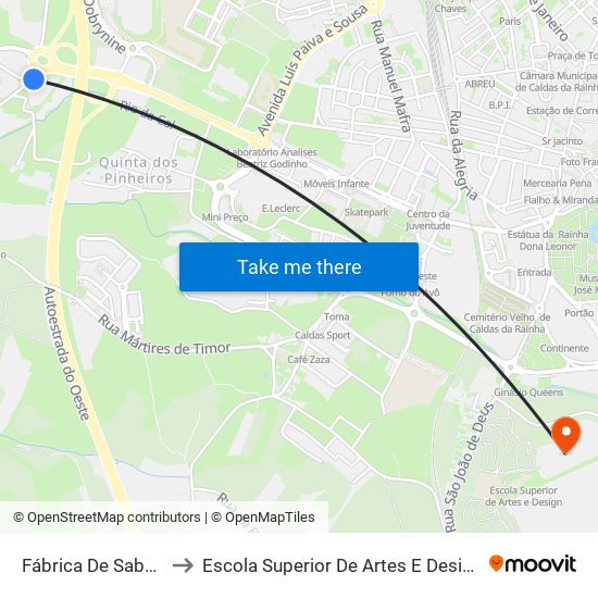 Fábrica De Sabão to Escola Superior De Artes E Design map