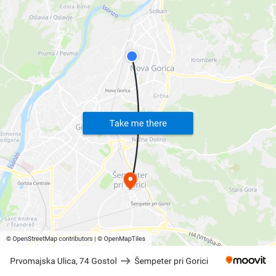 Prvomajska Ulica, 74  Gostol to Šempeter pri Gorici map