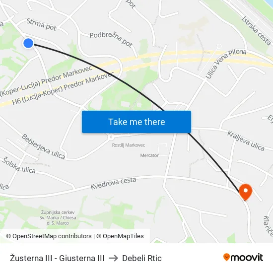 Žusterna III - Giusterna III to Debeli Rtic map