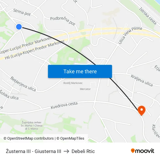 Žusterna III - Giusterna III to Debeli Rtic map