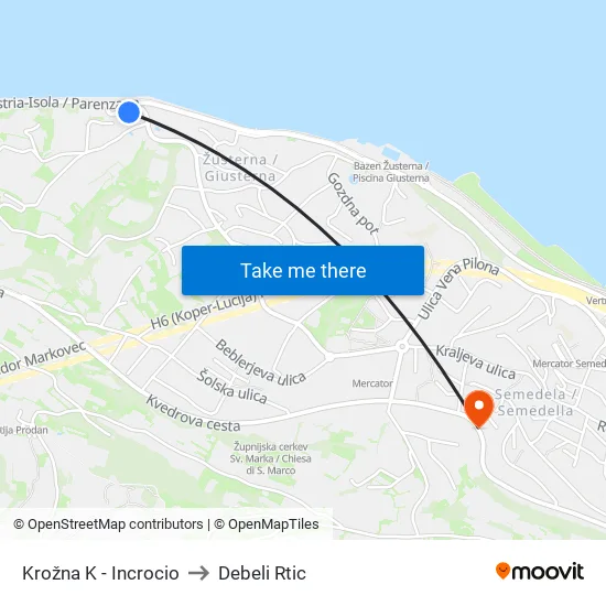 Krožna K - Incrocio to Debeli Rtic map