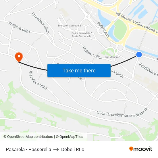 Pasarela - Passerella to Debeli Rtic map