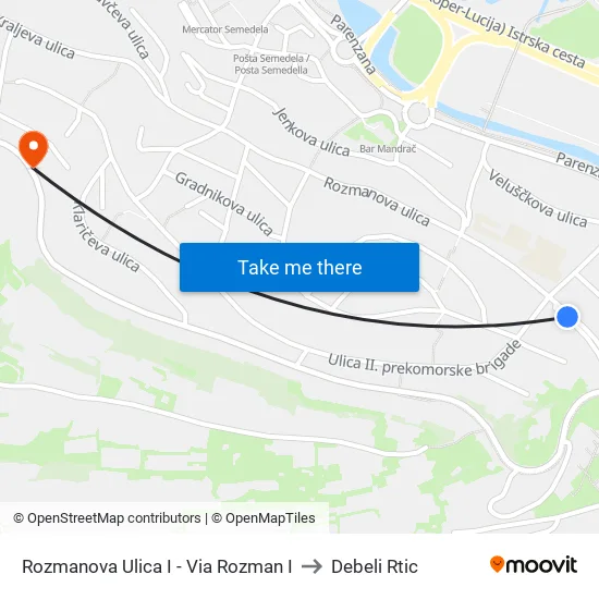 Rozmanova Ulica I - Via Rozman I to Debeli Rtic map