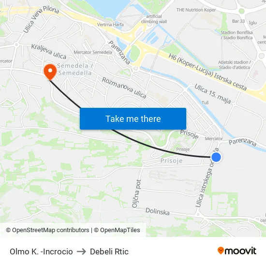 Olmo K. -Incrocio to Debeli Rtic map