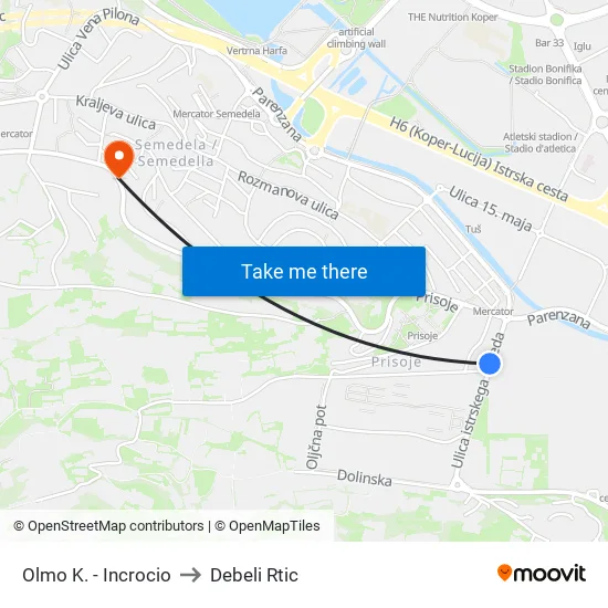 Olmo K. - Incrocio to Debeli Rtic map