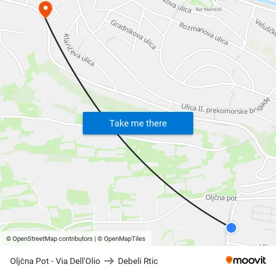 Oljčna Pot - Via Dell'Olio to Debeli Rtic map