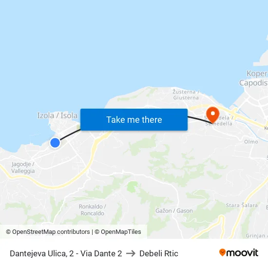 Dantejeva Ulica, 2 - Via Dante 2 to Debeli Rtic map