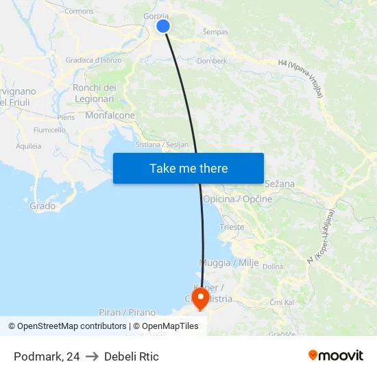 Podmark, 24 to Debeli Rtic map