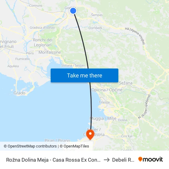 Rožna Dolina Meja - Casa Rossa Ex Confine to Debeli Rtic map