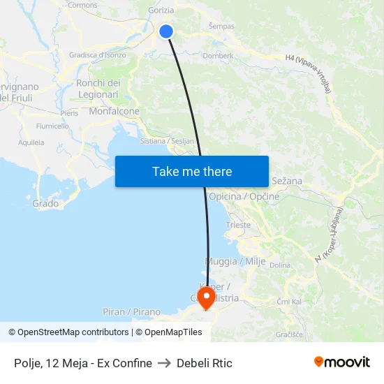 Polje, 12 Meja - Ex Confine to Debeli Rtic map