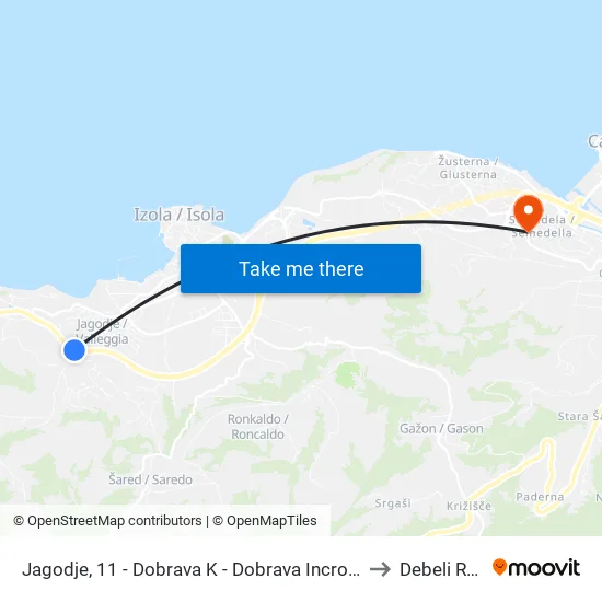 Jagodje, 11 - Dobrava K - Dobrava Incrocio to Debeli Rtic map