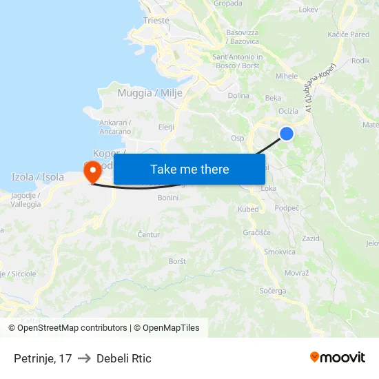 Petrinje, 17 to Debeli Rtic map