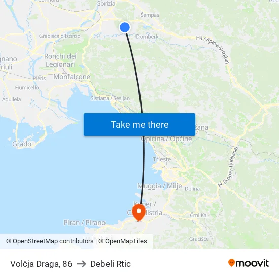 Volčja Draga, 86 to Debeli Rtic map