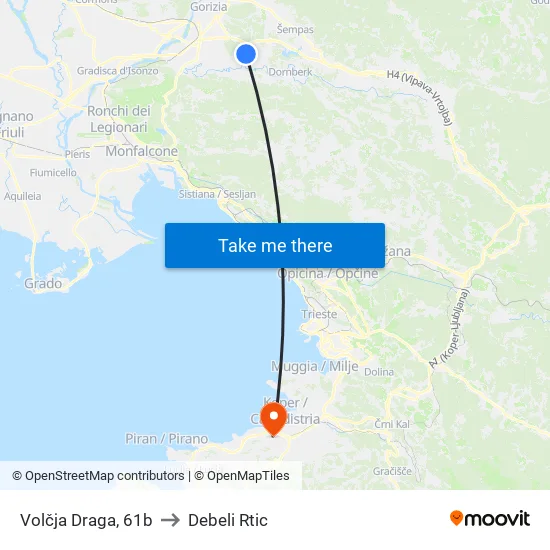Volčja Draga, 61b to Debeli Rtic map