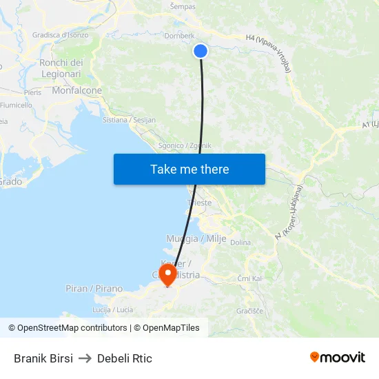 Branik Birsi to Debeli Rtic map