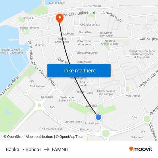 Banka I - Banca I to FAMNIT map