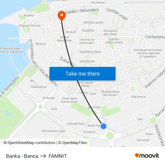 Banka - Banca to FAMNIT map