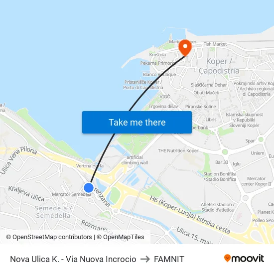 Nova Ulica K. - Via Nuova Incrocio to FAMNIT map