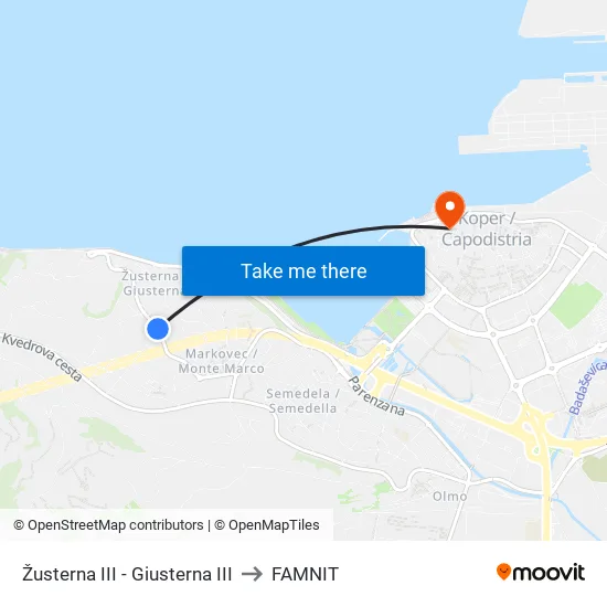 Žusterna III - Giusterna III to FAMNIT map