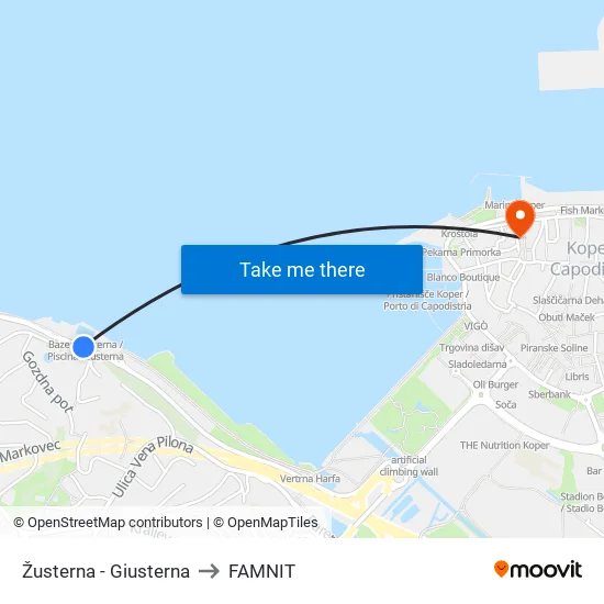 Žusterna - Giusterna to FAMNIT map