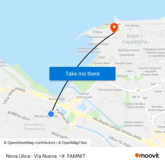 Nova Ulica - Via Nuova to FAMNIT map